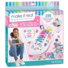Make It Real: Pegatina Chic Rainbow Street Chic – 150 Pegatinas Decorativas, calcomanías extraíbles, Incluye Cordones, Tatuajes temporales de Zapatos, recorra y transforma Tus Zapatos, niñas y