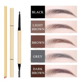Gold Double Fine Eyebrow Pencil - Professional Precision Definition Makeup Cosmetic - Color: Dark Brown