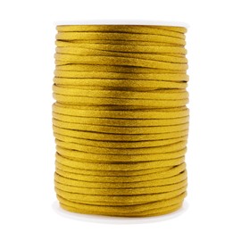 Mandala Crafts Nylon Satin Cord 3mm Rattail Dijon Gold String - 50 Yds Nylon Chinese Knotting Cord for Bracelet Necklace Jewelry Making Macrame Trim