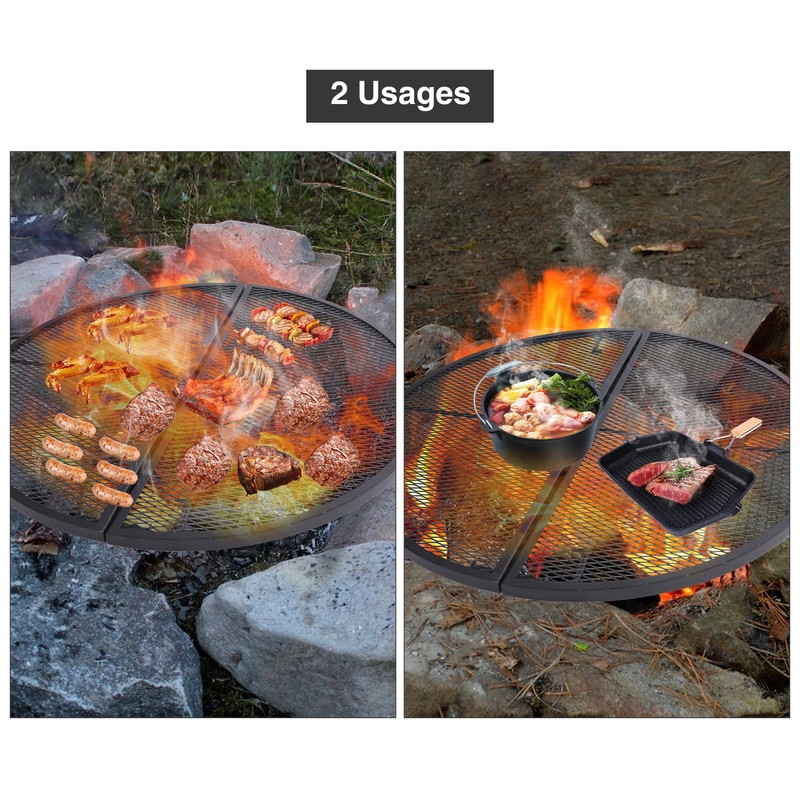 Lineslife X-Marks Fire Pit Cooking Grill Grates Portable, Heavy Duty