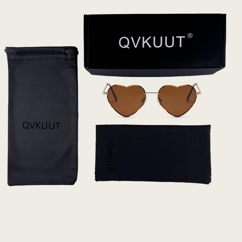 QVKUUT Vintage Heart Sunglasses Women's Polarised Festival Heart Shape Sunglasses,