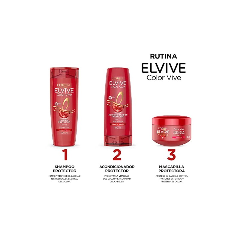 L'Oréal Paris Mascarilla para Cabello Teñido, Vive Elvive, 300 ml