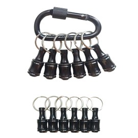 Push Unlock Bit Holder Keychain - 6PC 1/4" Hex Quick Release Adapter with Carabiner Clip for Screwdriver & Drill Bits (Black)