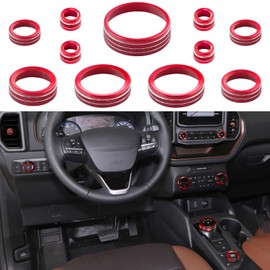 LOCOY Air Conditioning Vent Knob Cover for Ford Bronco Sport Accessories 2021-2023 2024 2025, Headlight Switch Trim, AC Climate Control & Volume Control Button Cap, 4WD Selector Ring (11pcs, Red)
