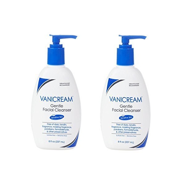 Vanicream Gentle Facial Cleanser for Sensitive Skin, 8 fl oz pack of 2