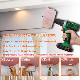 VIKITON 4.25 Hole Saw for Recessed Lights Can Lights, 4-1/4 Inch Hole Cutter with Dust Bowl Catcher for Led Recessed Lighting 4 Inch and Wood Metal Drywall, Bi-Metal Construction