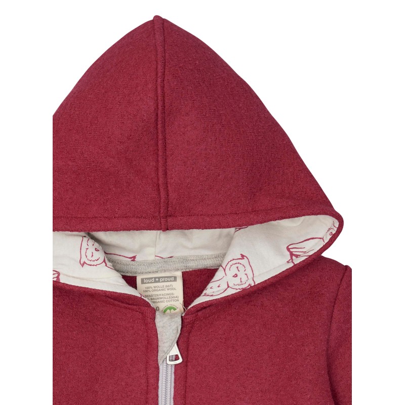 loud + proud Girls' Wollwalk, GOTS Certified Jacket, red