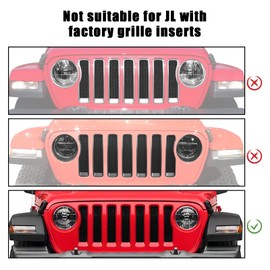 JeCar Inserciones De Parrilla Delantera Y Cubierta De Moldura para Faros Delanteros, Accesorios Exteriores Compatibles con Jeep Wrangler 2018-2023 Jl Y Unlimited, Negro Mate Negro Mate