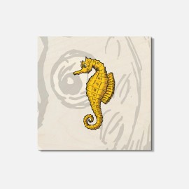 Unbranded Sea Horse Hand Drawn Animal 4'' X 4'' Square Wooden Coaster