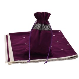 BLESSUME Altar Tarot Card Table Cloth with Tarot Bag Divination Wicca Velvet (Purple 2)