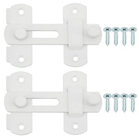 Alise 2pcs Flip Latch Gate Latches, 4 inch Heavy Duty Stainless Steel Door Latch,Safety Gate Hardware for Barn Wood Fence Sliding French Doors, White Finish MS9001W-2P