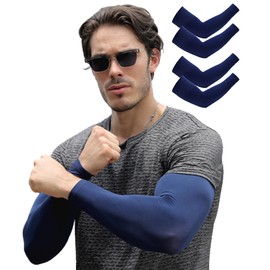 Back Under Men's Arm Cover, UV Sensation, UV Protection, Arm Warmer, Arm Sleeve, UV Protection, UPF 50+, Breathable, Elastic, Navy x 2 pairs