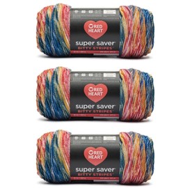 Generic Red Hearts Super Saver Bitty Stripes Yarn - Sunset Beach - 3 Pack of 283g/10oz - 100% Acrylic - #4 Worsted (Medium) - 440m/482Yards - for Knitting, Crochet and Amigurumi