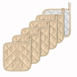 Lifaith Pot Holder Basic Pot Holders Kitchen Set Trivet Everyday Heat Resistant Large Coasters 100% Cotton Hot Pads Set for Cooking and Baking (6 Pack) Beige