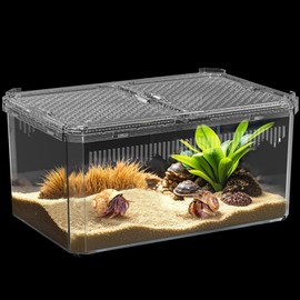 【No Assembly】 Breathable and Secure Reptile Tank with high Transparency - Ideal Container House for Hermit Crab, Tarantula Enclosure, Turtle Tank or Jumping Spider Habitat (M)