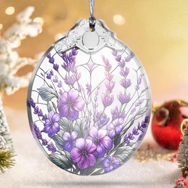 Purple Christmas Ornament, Christmas Tree Decorations Purple Christmas Decor Purple Ornaments for Christmas Tree Charming Bauhinia and Violets Ornament Gifts for Women