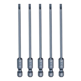 sourcing map 5pcs SL3 Magnetic Slotted Screwdriver Bits 3mm S2 Steel Flat Head Screwdriver Bit 1/4" Hex Shank Screw Driver Drill Bits 100mm (4") Long for Screws