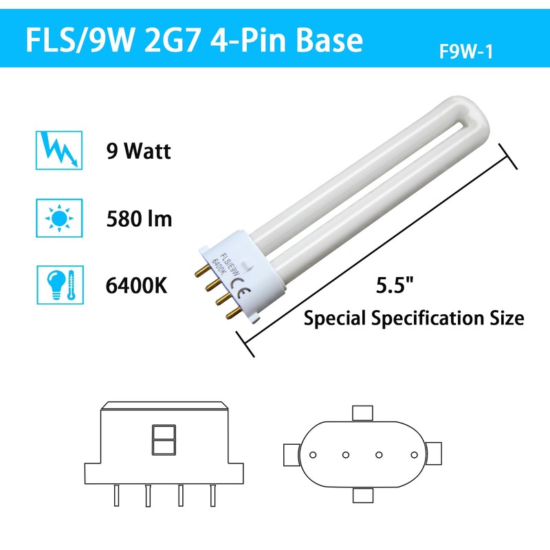 KosunRefill FLS/E9W 6400K 2G7 Base Camping Lantern Bulb, Replacement for