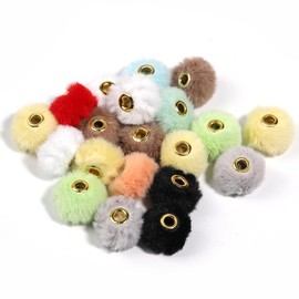 【B90】Qty 100 DIY accessories Straight hole hair ball loose bead Teddy ball big hole bead mobile phone chain decorative chain beaded:_Beads WQ583012 16mm 50PCS