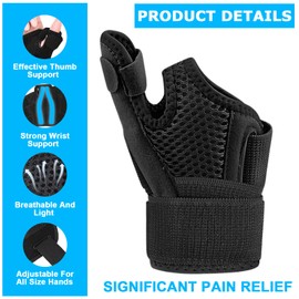 UZSUZZ Thumb Splint Support Brace, Thumb Splint for Hand Support, Adjustable Thumb Splint Support for Arthritis, Tendonitis, Carpal Tunnel and Thumb Sprain, Fits Right & Left Hand