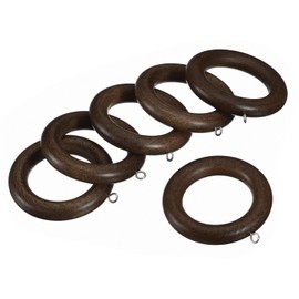 sourcing map 6Pcs Wooden Curtain Drapery Rings, 2.75 Inch Curtain Wood Ring Hook with Screw Eye for Curtain Drapery Rod, Walnut