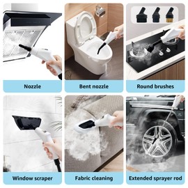 Handheld Steam Cleaner 2500W, 15s Fast Heat-Up pressurized steam cleaner with 1.1L Tank, 6-Level Adjustable Steam Cleaner for Home, Car Detailing, Grout Tile, Couch, Floor Cleaning(White 2)