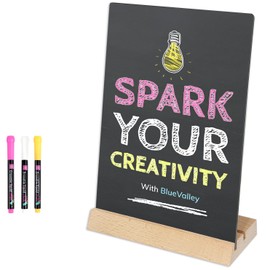 Small Tabletop Chalkboard Sign Menu Chalkboard with Wood Base, 8.5 x 11 Acrylic Blackboard Message Board Desktop Display Stand for Home,Party,Catering,Craft Shows,Retail,Promotion,Market,Events Decor