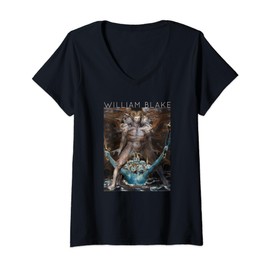William Blake - The Dragon and Beast From The Sea V-Neck T-Shirt