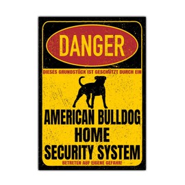 American Bulldog USA Dog Sign Danger Security System Door Sign Dog Sign Warning Sign Fun Safety Sign Dog Private Property Dog Warning Warning