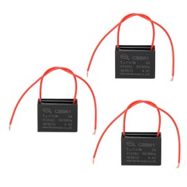 PATIKIL 5uF 450 V CBB61 Capacitor, 3Pcs Ceiling Fan Capacitor Motor Starting Capacitor Metalized Polypropylene Film Capacitors for Ceiling Fan Motor, Black