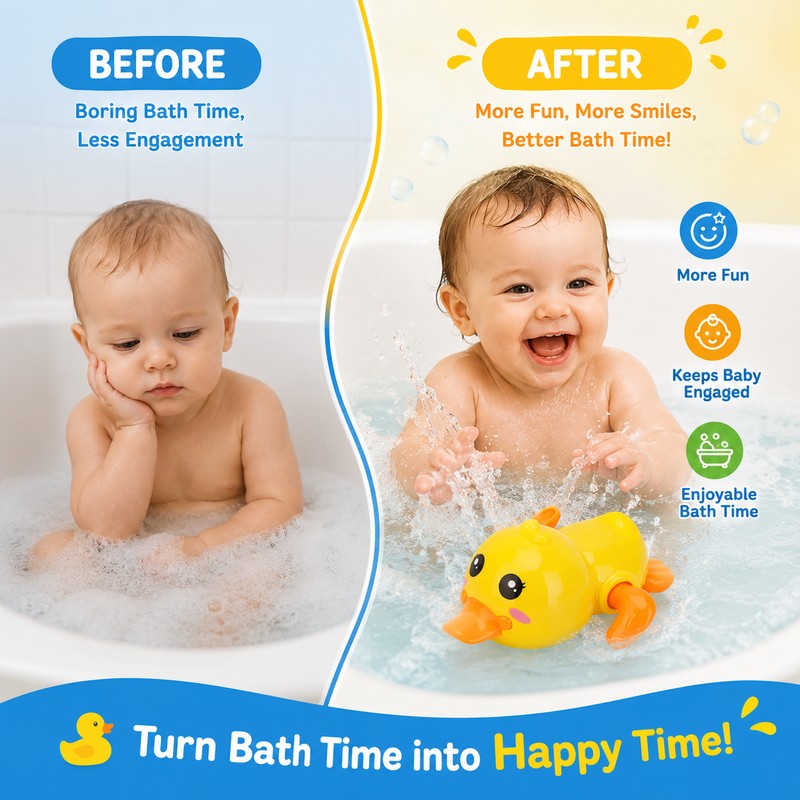 Wind-Up Baby Bath Toys Set for Kids – Cute Swimming