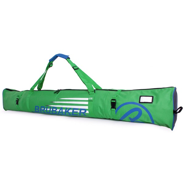 BRUBAKER Padded Ski Bag Skibag Carver Champion - Limited Edition - 170 cm / 66 7/8" Green Blue