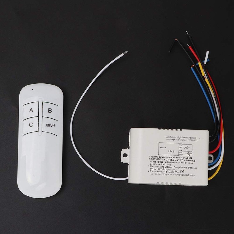 220V Wall Switch with Remote Control On/Off Wireless 3 Way