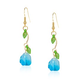 Chanaiqw Tulip Long Flower Earrings for Women Earrings Flower Tassel Earrings Statement Flower Dangle Earrings Floral Earrings for Women (Lake Blue)