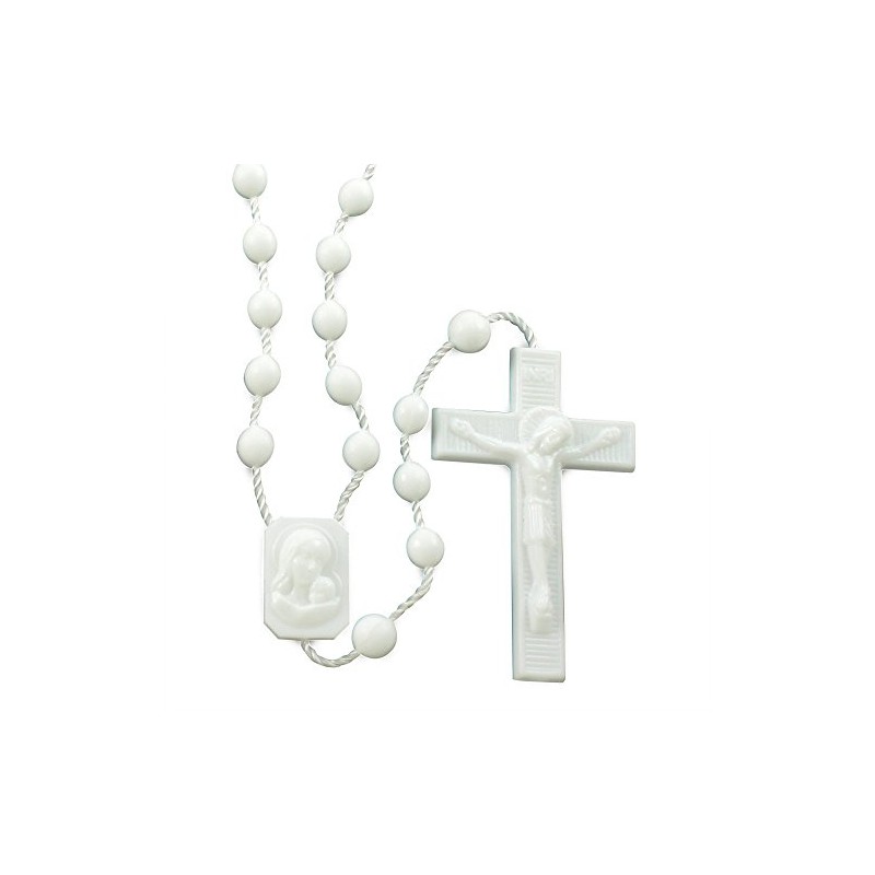 Bulk Plastic Rosary Beads Pack of 25 - White Plastic