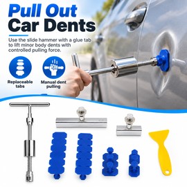 Car Dent Repair Puller Kit for Auto Body Panels – Slide Hammer Tool with Glue Tabs for DIY Dent Removal