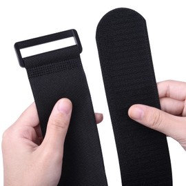 Extra Large [4 Pack] 2 x 37 Inches Hook and Loop Strap, Reusable Fastening Cable Tie Down Straps by Wisdompro - Reusable, Durable Functional Cinch Cable Straps for Your Home, Office, Workspace, Black