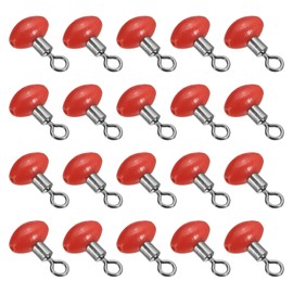 PATIKIL 0.7"x0.5" Cross-Line Fishing Swivels & Bead, 20Pcs T Shape Pulley Slide Rig Rolling Swivels Fishing Hooks Connector Terminal Tackle, Red