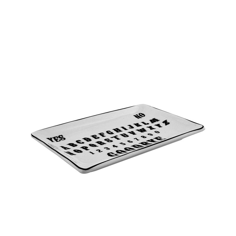 Enchanting Black & White Ceramic Spirit Board Trinket Dish -