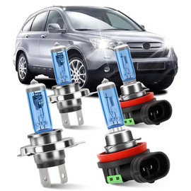 KINGSOFE Halogen Headlight Bulbs Combo Fits for Honda CRV CR-V 2007-2014 Modes, H4/9003 High/Low Dual Beam & H11 Fog Light Bulbs Kit,100W 6000K White, 300% Brighter, Plug and Play, Pack of 4