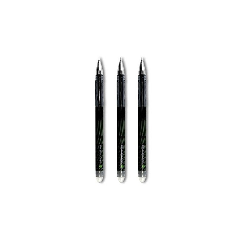 3 Erasable Rollerball Pens 0.5mm Black Ink
