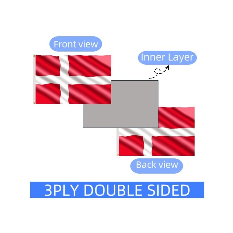 Double Sided 3ply Denmark Flag 2X3 FT, Danish National Flag,Dane
