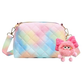 FOSDICK Girls Shoulder Bag, Cross Body Bag for Girls, Mini Crossbody Bag Cute Rainbow Little Girls Handbag with Keychain and Adjustable Shoulder Strap for Girls Children Women (22 * 9 * 16cm)