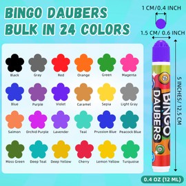 Crtiin 96 Pack Assorted Colors Set of Bingo Daubers 0.4oz Dot Markers Bulk Bingo Supplies in 24 Colors Dot Art Markers Paint Craft Ideal for Art and Crafts Painting Supplies Drawing Coloring