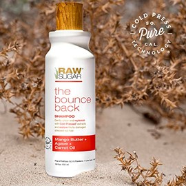 RAW SUGAR, The Bounce Back, Shampoo Hidratante y Fortalecedor, con Manteca de Mango, Agave y Aceite de Zanahoria, Prensado en Frío, Vegano, Libre de Sulfatos, Parabenos y Siliconas, 532 ml