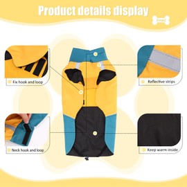 BWBIKE Waterproof Dog Raincoats Windproof Dog Winter Outdoor Jackets Dogs Cold Weather Coats Reflective Dog Warm Windbreaker with Hole for Dog Leash, Yellow, M