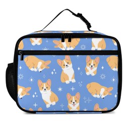 Muishi Cute Corgi Reusable Lunch Box Insulated Lunch Bag Cooler Bag Lunchbox Meal Food Container Tote Bag for Women Kids Girls Boy School Camping Hiking Picnic Beach Travel