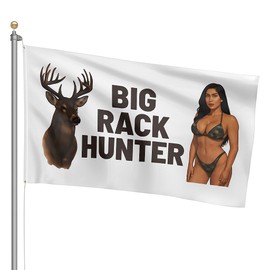 Big Rack Hunter Flag 3x5 FT – Funny Hunting Flag for Men, Single Sided Banner with 2 Grommets – Man Cave, Cabin, Garage, or Tailgate Decor