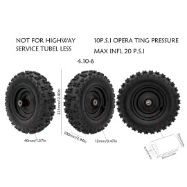 Unbranded 4 Set 4.10-6'' Tire Rim Wheel Tyres for Go Kart ATV Quad Scooter 4 Wheeler Drift
