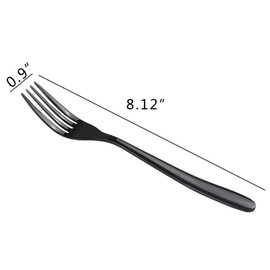 Vababa Tenedores de cena de metal negro mate de 16 piezas, acero inoxidable